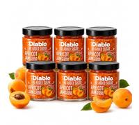 Diablo Apricot Fruit Jam with Chia Seeds, No Added Sugar Jam Spread, 55% Real Fruit, No Added Preservatives, Halal Fruit Spread for Toast, Breakfast, Baking and Snacks - 230g, Pack of 6