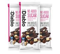 Diablo Dark Chocolate with Hazelnuts, No Added Sugar Dark Chocolate Bar - Maltitol Sweetened, Gluten-Free Snack for All - Celebrate Any Occasion, Birthdays, Valentines, Anniversary - 85g, 3 Packs