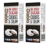 Diablo Dark Cookies With Milk Cream Filling Covered in White Glaze |No Added Sugar | Sweetened with Maltitol | Perfect for Gifting | 128g (Pack Of 2)