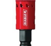Diablo Diamond Grit Hole Saw - Compatible with Snap-Lock Plus Mandrel System, No Pilot Bit Needed - 1-1/8" Diameter, 0.08" Kerf - DHS1125DG