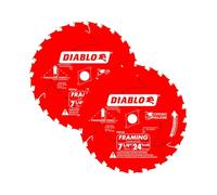 Diablo Framing Saw Blade with Perma-Shield - 2-Pack Tracking Point Tooth Design for Efficient Cutting - 7-1/4" x 24-Tooth - D0724A