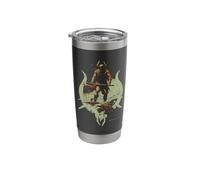 Diablo IV Barbarian Badge Distressed Yellow Logo Stainless Steel Insulated Tumbler