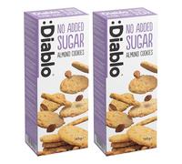 Diablo No Added Sugar Almond Cookies - Low Sugar Snacks, Almond Biscuits Sweetened with Maltitol, Delicious Healthy Snacks, Christmas Cookie Gift Box, Crispy Sweet Treats for All, 145g Pack of 2