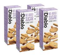 Diablo No Added Sugar Almond Cookies - Low Sugar Snacks, Almond Biscuits Sweetened with Maltitol, Delicious Healthy Snacks, Christmas Cookie Gift Box, Crispy Sweet Treats for All, 145g Pack of 4