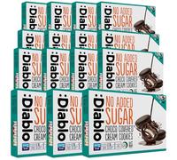 Diablo No Added Sugar Choco Covered Cream Cookies - Low Sugar Snacks Sweetened with Maltitol, Delicious Snacks, Ideal Christmas Cookie Chocolate Gift, Crispy Sweet Treats for All, 136g Pack of 15