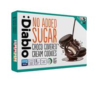 Diablo No Added Sugar Choco Covered Cream Cookies - Low Sugar Snacks Sweetened with Maltitol, Delicious Healthy Snacks, Ideal Christmas Cookie Chocolate Gift, Crispy Sweet Treats for All, 136g 1 Pack