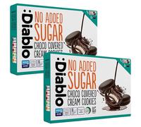 Diablo No Added Sugar Choco Covered Cream Cookies - Low Sugar Snacks Sweetened with Maltitol, Delicious Healthy Snacks, Ideal Christmas Cookie Chocolate Gift, Crispy Sweet Treats for All, 136g 2 Pack