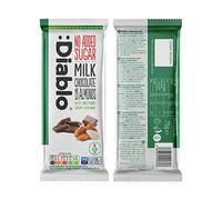 Diablo No Added Sugar Chocolate Bar - Milk Chocolate with Almonds, Sweetened with Stevia, Gluten Free, Ideal for Any Occasion, Birthdays, Valentines, or Gift Hampers, 75g (Pack of 2)