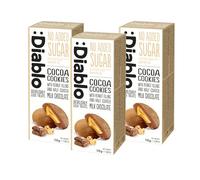 Diablo No Added Sugar Cocoa Cookies with Peanut Filling & Half Coated Milk Chocolate - No Added Sugar Biscuits Snacks for Adults & Families, Sweet Treats Sweetened with Maltitol, 110g (Pack of 3)