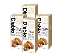 Diablo No Added Sugar Cocoa Cookies with Peanut Filling & Half Coated Milk Chocolate - No Added Sugar Biscuits Snacks for Adults & Families, Sweet Treats Sweetened with Maltitol, 110g (Pack of 4)