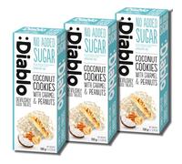 Diablo No Added Sugar Coconut Cookies with Caramel & Peanuts - Delicious No Sugar Biscuits, Guilt-Free Snacks for Adults and Families, Crumbly Sweet Treats Sweetened with Maltitol, 100g (Pack of 3)