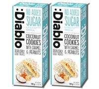 Diablo No Added Sugar Coconut Cookies with Caramel & Peanuts - Delicious No Sugar Biscuits, Guilt-Free Snacks for Adults and Families, Crumbly Sweet Treats Sweetened with Maltitol, 100g (Pack of 2)