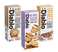 Diablo No Added Sugar Cookies - Mixed Flavours No Added Sugar Luxury Biscuits, Healthy Crunchy Snacks Gift Box for Adults, Kids and Families - Hazelnut, Almond, Peanuts, Pack of 3