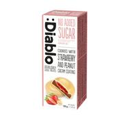 Diablo No Added Sugar Cookies with Strawberry and Peanut Cream Coating - Delicious No Sugar Biscuits, Guilt-Free Snacks for Adults & Families, Sweet Treats Sweetened with Maltitol, 100g (Pack of 1)