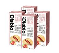 Diablo No Added Sugar Cookies with Strawberry and Peanut Cream Coating - Delicious No Sugar Biscuits, Guilt-Free Snacks for Adults & Families, Sweet Treats Sweetened with Maltitol, 100g (Pack of 4)
