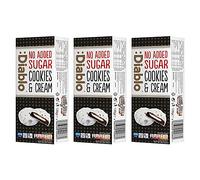 Diablo No Added Sugar Dark Cookies & Cream with Milk Cream Filling Covered in White Glaze - No Added Sugar Biscuits Snacks for All, Sweet Treats Sweetened with Maltitol, 128g (Pack of 3)