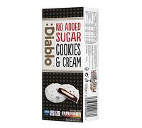 Diablo No Added Sugar Dark Cookies & Cream with Milk Cream Filling Covered in White Glaze - No Added Sugar Biscuits Snacks for All, Sweet Treats Sweetened with Maltitol, 128g (Pack of 12)