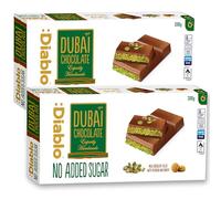 Diablo No Added Sugar Dubai Chocolate Bar - Smooth & Rich No Added Sugar Chocolate for All, Great for Gifting on Christmas, Birthdays, Valentines & More, Ideal Snack for Adults & Kids, 200g Pack of 2