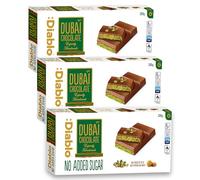 Diablo No Added Sugar Dubai Chocolate Bar - Smooth & Rich No Added Sugar Chocolate for All, Great for Gifting on Christmas, Birthdays, Valentines & More, Ideal Snack for Adults & Kids, 200g Pack of 3