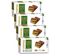 Diablo No Added Sugar Dubai Chocolate Bar - Smooth & Rich No Added Sugar Chocolate for All, Great for Gifting on Christmas, Birthdays, Valentines & More, Ideal Snack for Adults & Kids, 200g Pack of 4