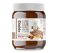 Diablo No Added Sugar Hazelnut Chocolate Spread - Sweetened with Maltitol - Low Sugar Belgian Chocolate Spread for Toast, Waffles, Breakfast, Baking, Healthy Snacking - 350g 12 Pack