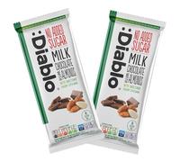 Diablo No Added Sugar Milk Chocolate with Almonds - 75g, Pack of 2 | Milk Chocolate with Almonds, No Added Sugar, Sweetened with Stevia