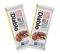Diablo No Added Sugar Milk Chocolate with Hazelnuts - No Added Sugar Chocolate Bar, Sweetened with Stevia, Gluten Free, Ideal for Any Occasion, Birthdays, Valentines, or Gift Hampers, 75g (Pack of 2)
