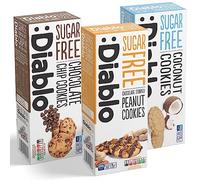 Diablo No Added Sugar Mixed Flavours Luxury Cookies Biscuits (Coconut, Peanuts, Chocolate Chip)