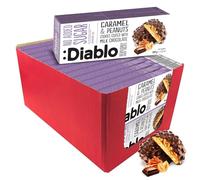 Diablo No Added Sugar Sweets, Caramel & Peanuts Cookies Coated with Milk Chocolate - No Sugar Biscuits, Guilt-Free Snacks for Adults & Families, Sweet Treats Sweetened with Maltitol, 100g (Pack of 24)