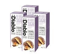 Diablo No Added Sugar Sweets, Caramel & Peanuts Cookies Coated with Milk Chocolate - No Sugar Biscuits, Guilt-Free Snacks for Adults & Families, Sweet Treats Sweetened with Maltitol, 100g (Pack of 4)