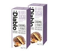 Diablo No Added Sugar Sweets, Caramel & Peanuts Cookies Coated with Milk Chocolate - No Sugar Biscuits, Guilt-Free Snacks for Adults & Families, Sweet Treats Sweetened with Maltitol, 100g (Pack of 2)