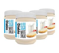 Diablo No Added Sugar White Chocolate Spread - Sweetened with Maltitol - Low Sugar Chocolate Spread for Toast, Waffles, Breakfast, Baking, Healthy Snacking - 350g 4 Pack