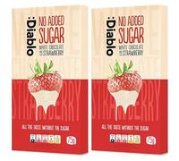 Diablo No Added Sugar White Chocolate with Strawberry - No Added Sugar Chocolate Bar Sweetened with Stevia, Gluten Free, Ideal for Any Occasion, Birthdays, Valentines, or Gift Hampers, 75g (Pack of 2)