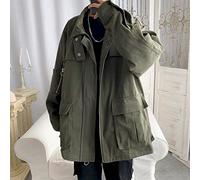 Diablo Safari Jacket Male Student Korean Loose Casual Trend Multi-Pocket All-Match Hong Kong Style Coat Men Retro Cool Coats-Army green,L