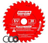 Diablo Steel Demon Carbide Saw Blade for Medium Metal - 5-3/8" x 30-Teeth, 20mm Arbor, .059" Kerf, 2° Hook Angle, .039" Plate, 6000 Max RPM - D053830FMX