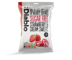 Diablo Strawberry & Cream Sweets |Sugar Free | Sweetened with Maltitol | Diabetic Hamper Available - Perfect for Gifting | 1 Packet 75g (Pack of 16)