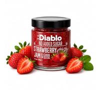 Diablo Strawberry Fruit Jam with Chia Seeds, No Added Sugar Jam Spread, 55% Real Fruit, No Added Preservatives, Halal Fruit Spread for Toast, Breakfast, Baking and Snacks - 230g, Pack of 1