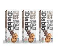 Diablo Sugar Free Chocolate Chip Cookies - Low Sugar Snacks, Delicious Cookies Biscuits for All, Sweetened with Maltitol, Ideal for Gifting, Festive Hampers & Holiday Events - 130g Pack of 3