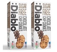 Diablo Sugar Free Chocolate Chip Cookies - Low Sugar Snacks Made with Maltitol, Crunchy Chocolate Flavor Treats for Everyday Snacking, Guilt Free Biscuit Alternative, 130g Pack of 2
