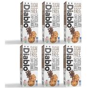 Diablo Sugar Free Chocolate Chip Cookies - Low Sugar Snacks Made with Maltitol, Crunchy Chocolate Flavor Treats for Everyday Snacking, Guilt Free Biscuit Alternative, 130g Pack of 12