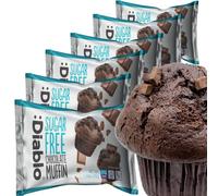 Diablo Sugar Free Chocolate Muffin Cupcake - Sweetened with Maltitol, Halal & Kosher Approved, Sugar Free Snacks - Perfect for Gifting, Birthdays, Special Occasions - 45g Each, Pack of 6