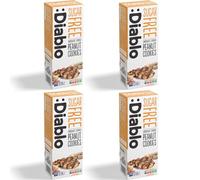Diablo Sugar Free Cookies - Chocolate Striped Peanut Cookies Biscuits for All, Low Sugar Snacks, Sweetened with Maltitol, Ideal for Gifting, Festive Hampers, Holiday Events & Birthday - 150g Pack of 4