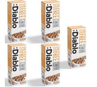 Diablo Sugar Free Cookies - Chocolate Striped Peanut Cookies Biscuits for All, Low Sugar Snacks, Sweetened with Maltitol, Ideal for Gifting, Festive Hampers, Holiday Events & Birthday - 150g Pack of 5