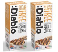Diablo Sugar Free Cookies - Chocolate Striped Peanut Cookies Biscuits for All, Low Sugar Snacks, Sweetened with Maltitol, Ideal for Gifting, Festive Hampers, Holiday Events & Birthday - 150g Pack of 2