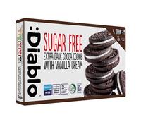 Diablo Sugar Free Extra Dark Cocoa Sandwich Cookies, Vanilla Cream - 176g