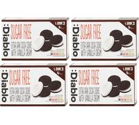 Diablo Sugar Free Sandwich Cookies - 4 x 176g - Extra Dark with Vanilla Cream - 4 Pack