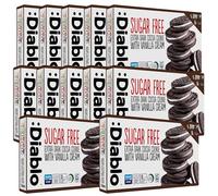 Diablo Sugar Free Sandwich Cookies - Extra Dark Cocoa Cookie with Vanilla Cream, Sugar Free Snacks, Maltitol-Sweetened for Everyday Enjoyment, Sweet Treats For All, 176g 12 Pack