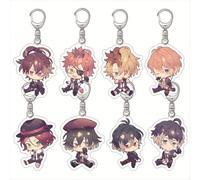 DIABOLIK LOVERS Keyrings Anime Figure Ririe Sakamaki Reiji Acrylic Pendant Keychain Bag Decorative Pendant Anime Cosplay Party Accessories 8Pcs