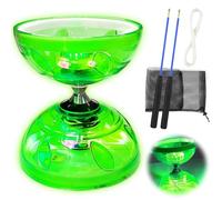 Diabolo Freewheel with Ball Bearing, Triple Storage Set, 4.5 mm Diabolo Luminous in the Dark Leisure Sports Juggling Toy with Handsticks for Adults (Green)