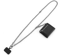 Diaclara Clip and Go Phone Strap with Zipper Pouch- Stylish Crossbody Adjustable Chain Lanyard with Leather Wallet for All Phones, Chain Black